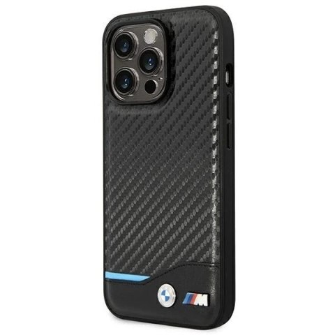 Etui BMW BMHCP14X22NBCK do iPhone 14 Pro Max 6,7"Leather Carbon czarny/black