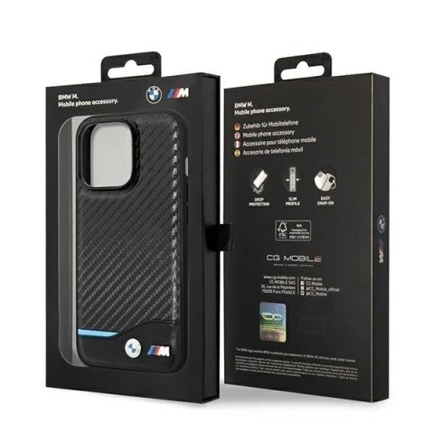 Etui BMW BMHCP14X22NBCK do iPhone 14 Pro Max 6,7"Leather Carbon czarny/black