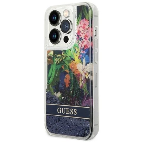 Etui Guess GUHCP14XLFLSB do Apple iPhone 14 Pro Max 6,7" niebieski/blue hardcase Flower Liquid Glitter