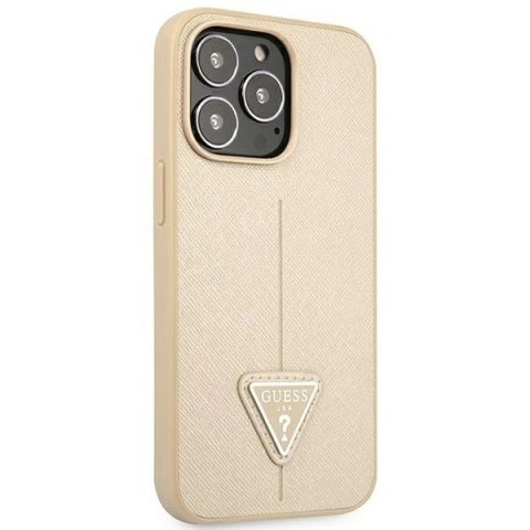 Etui Guess GUHCP14XPSATLE do Apple iPhone 14 Pro Max 6,7" beżowy/beige hardcase SaffianoTriangle Logo
