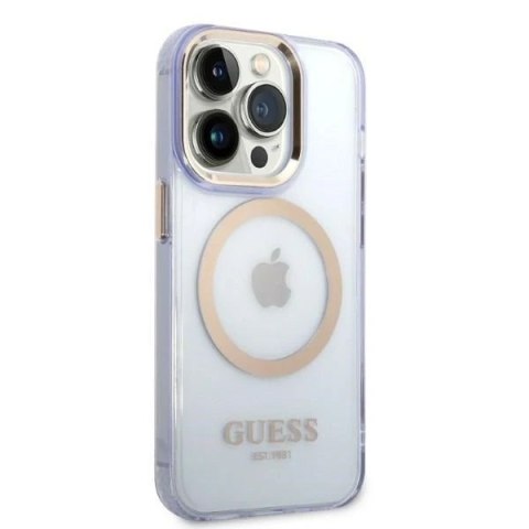 Etui Guess GUHMP14XHTCMU iPhone 14 Pro Max 6,7" purpurowy/purple hard case Gold Outline Translucent MagSafe