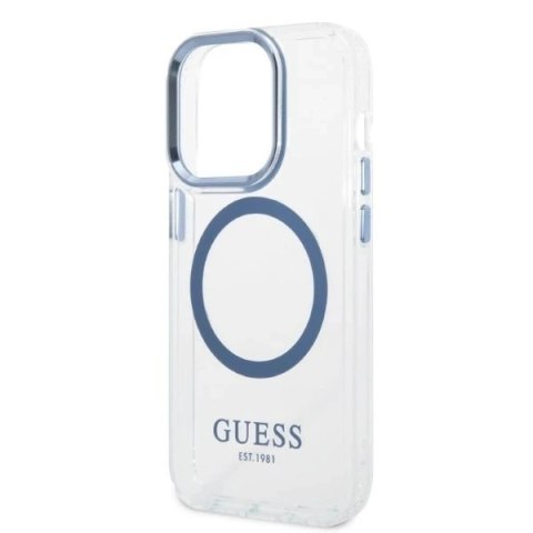 Etui Guess GUHMP14XHTRMB iPhone 14 Pro Max 6,7" niebieski/blue hard case Metal Outline Magsafe