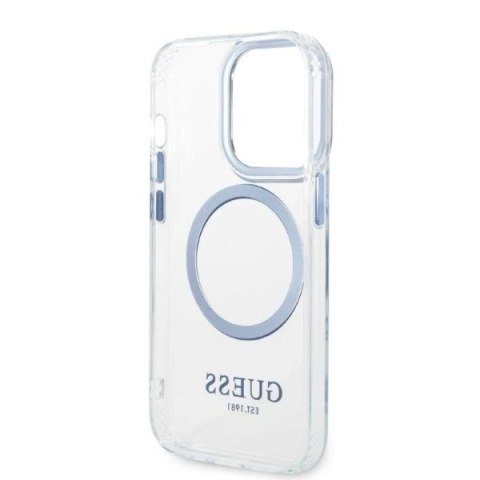 Etui Guess GUHMP14XHTRMB iPhone 14 Pro Max 6,7" niebieski/blue hard case Metal Outline Magsafe