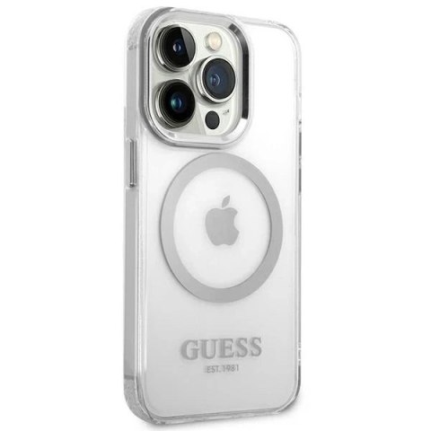 Etui Guess GUHMP14XHTRMS iPhone 14 Pro Max 6,7" srebrny/silver hard case Metal Outline Magsafe