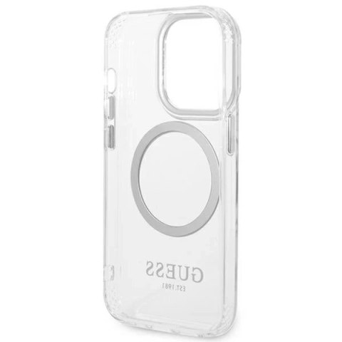 Etui Guess GUHMP14XHTRMS iPhone 14 Pro Max 6,7" srebrny/silver hard case Metal Outline Magsafe