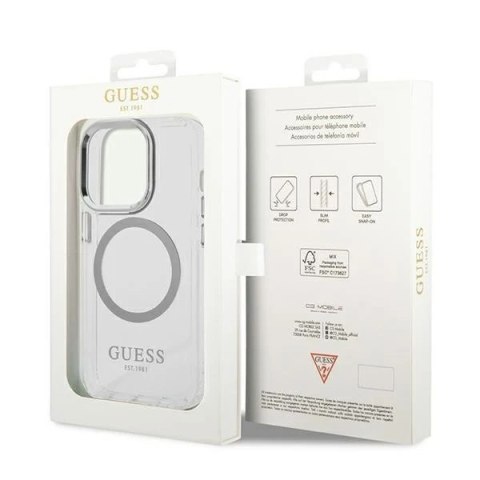 Etui Guess GUHMP14XHTRMS iPhone 14 Pro Max 6,7" srebrny/silver hard case Metal Outline Magsafe