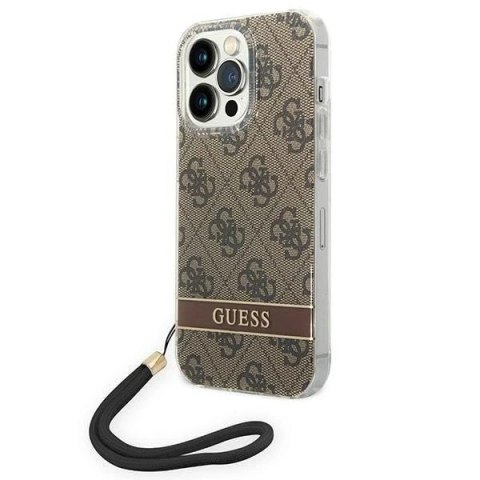 Etui Guess GUOHCP14XH4STW iPhone 14 Pro Max 6,7" brązowy/brown hardcase 4G Print Strap