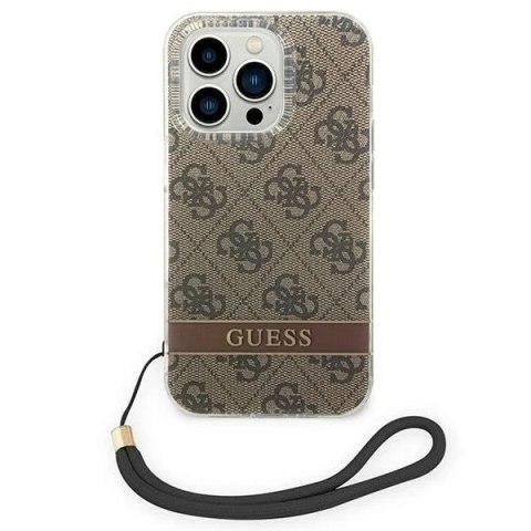 Etui Guess GUOHCP14XH4STW iPhone 14 Pro Max 6,7" brązowy/brown hardcase 4G Print Strap