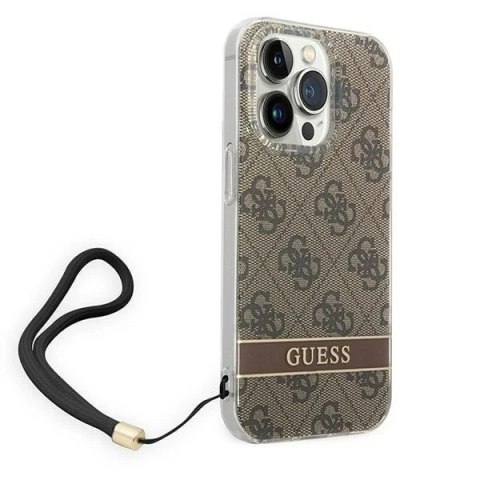Etui Guess GUOHCP14XH4STW iPhone 14 Pro Max 6,7" brązowy/brown hardcase 4G Print Strap