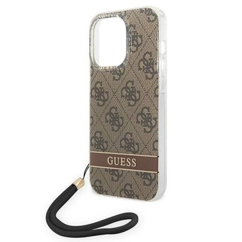 Etui Guess GUOHCP14XH4STW iPhone 14 Pro Max 6,7" brązowy/brown hardcase 4G Print Strap