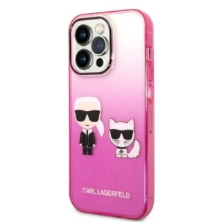 Etui Karl Lagerfeld KLHCP14XTGKCP do iPhone 14 Pro Max 6,7" hardcase Gradient Ikonik Karl & Choupette różowy/pink