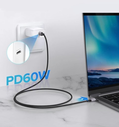 Kabel UGREEN przewód USB Typ C - USB Typ C Quick Charge 480 Mbps 60 W 3 A 1 m czarno-szary (US261 50150)