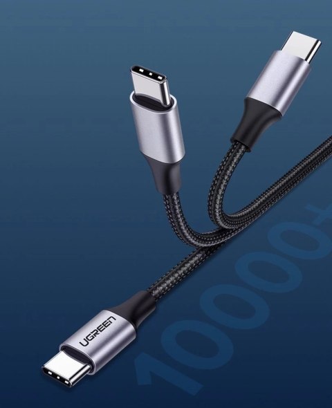 Kabel UGREEN przewód USB Typ C - USB Typ C Quick Charge 480 Mbps 60 W 3 A 1 m czarno-szary (US261 50150)