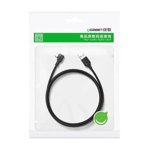 Kątowy kabel UGREEN przewód z bocznym wtykiem USB - USB Typ C 5 A Quick Charge 3.0 SCP FCP 2 m czarny (20104 US307)