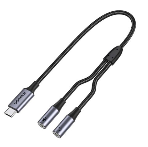 Adapter UGREEN do słuchawek z USB Typ C na 2x 3,5 mm mini jack czarny (CM445)