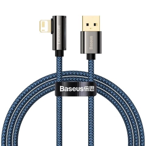 Baseus Legendary kątowy nylonowy kabel przewód USB - Lightning dla graczy 2.4A 1m niebieski (CACS000003)