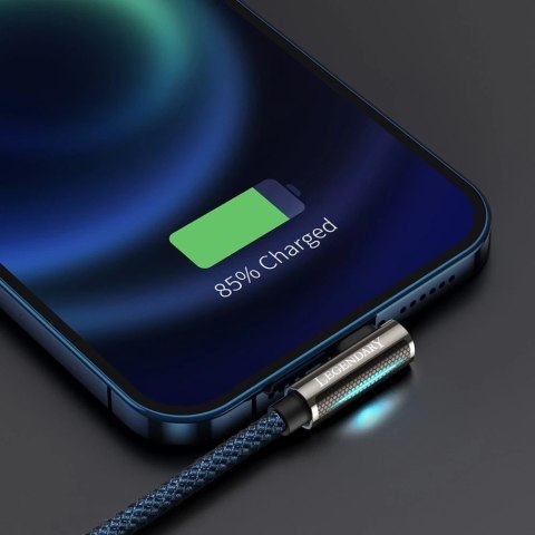 Baseus Legendary kątowy nylonowy kabel przewód USB - Lightning dla graczy 2.4A 1m niebieski (CACS000003)
