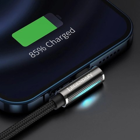 Baseus Legendary kątowy nylonowy kabel przewód USB - Lightning dla graczy 2.4A 1m niebieski (CACS000003)