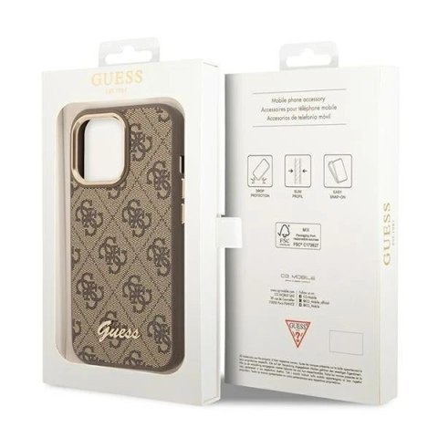 Etui Guess GUHCP14XHG4SHW do Apple iPhone 14 Pro Max 6,7" brązowy/brown hard case 4G Vintage Gold Logo
