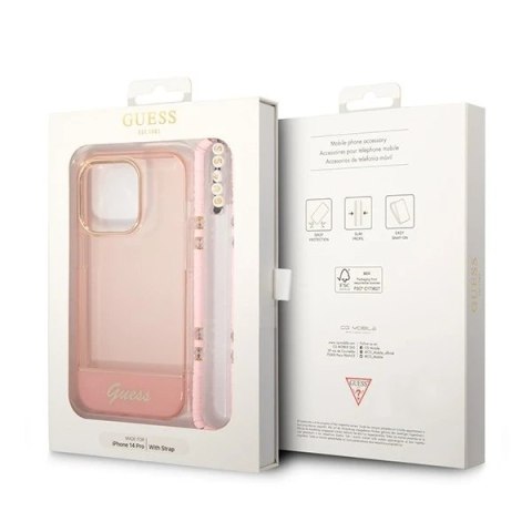 Etui Guess GUHCP14XHGCOHP do Apple iPhone 14 Pro Max 6,7" różowy/pink hardcase Translucent Pearl Strap
