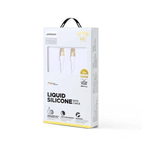 Joyroom Liquid Silicone kabel USB Typ C - USB Typ C do ładowania / transmisji danych PD 100W 3m biały (S-3050N18-10)