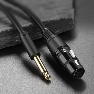 Kabel UGREEN audio przewód do mikrofonu XLR (żeński) - 6,35 mm jack (męski) 2 m czarny (20719 AV131)