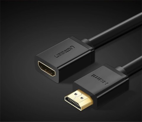 Kabel UGREEN przewód przedłużacz HDMI (żeński) - HDMI (męski) 19 pin 1.4v 4K 60Hz 30AWG 2m czarny (10142)