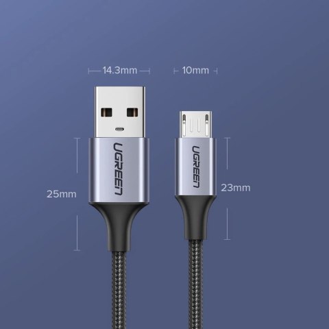 Ugreen kabel przewód USB - micro USB 0,5m szary (60145)
