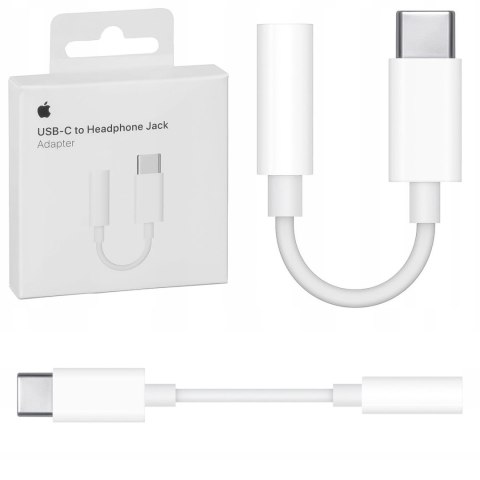 Adapter przejściówka Apple MU7E2ZM/A blister USB-C na jack 3,5mm gniazdo słuchawkowe biały