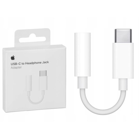 Adapter przejściówka Apple MU7E2ZM/A blister USB-C na jack 3,5mm gniazdo słuchawkowe biały