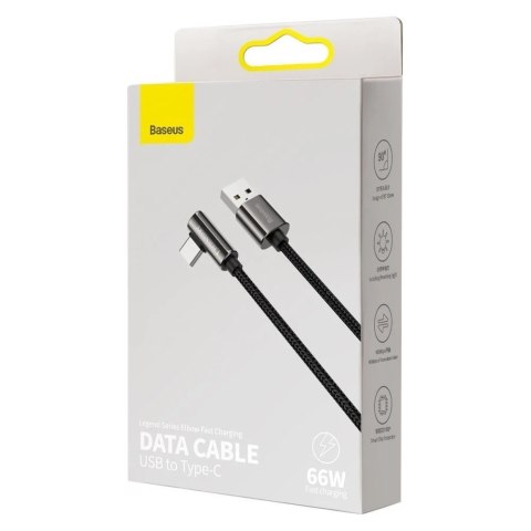 Baseus Legendary kątowy kabel przewód dla graczy USB - USB Typ C 66W 1m czarny (CATCS-B01)