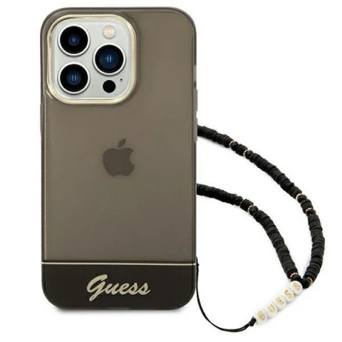 Etui Guess GUHCP14LHGCOHK do Apple iPhone 14 Pro 6,1" czarny/black hardcase Translucent Pearl Strap