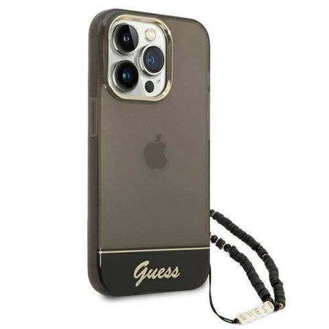 Etui Guess GUHCP14LHGCOHK do Apple iPhone 14 Pro 6,1" czarny/black hardcase Translucent Pearl Strap