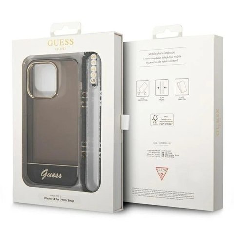 Etui Guess GUHCP14LHGCOHK do Apple iPhone 14 Pro 6,1" czarny/black hardcase Translucent Pearl Strap