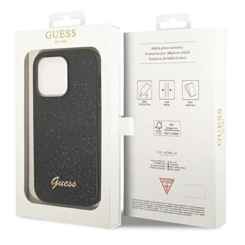 Etui Guess GUHCP14LHGGSHK do Apple iPhone 14 Pro 6,1" czarny/black hard case Glitter Script