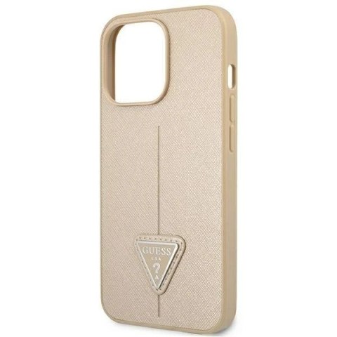 Etui Guess GUHCP14LPSATLE do Apple iPhone 14 Pro 6,1" beżowy/beige hardcase SaffianoTriangle Logo
