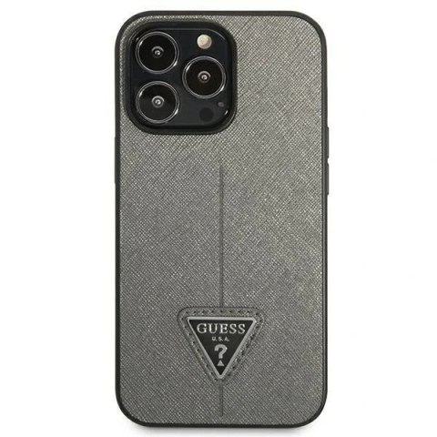 Etui Guess GUHCP14LPSATLG do Apple iPhone 14 Pro 6,1" srebrny/silver hardcase SaffianoTriangle Logo