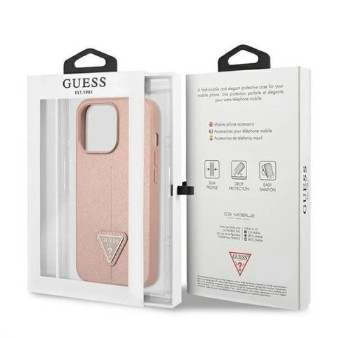 Etui Guess GUHCP14LPSATLP do Apple iPhone 14 Pro 6,1" różowy/pink hardcase SaffianoTriangle Logo