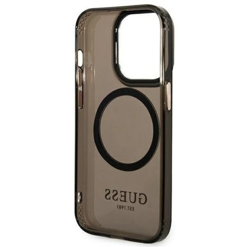 Etui Guess GUHMP14LHTCMK do Apple iPhone 14 Pro 6,1" czarny/black hard case Gold Outline Translucent MagSafe