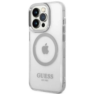 Etui Guess GUHMP14LHTRMS do Apple iPhone 14 Pro 6,1" srebrny/silver hard case Metal Outline Magsafe