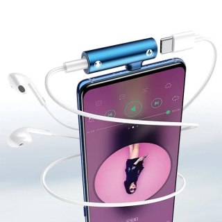 USAMS Adapter AU07 2w1 USB-C niebieski /blue USB-C + 3,5mm SJ277TC02 (US-SJ277)