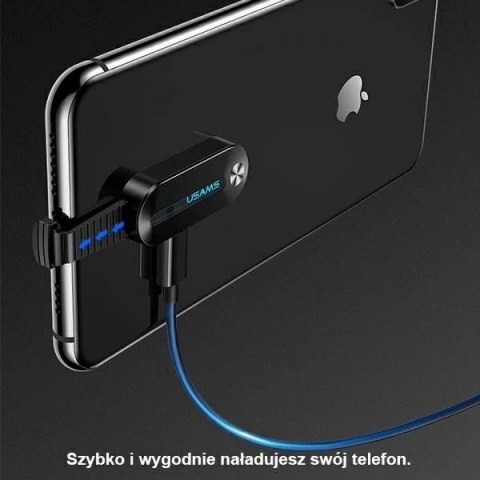 USAMS Adapter AU10 2w1 Lightning - 3,5mm + lightning LED czarny/black SJ358LN01 (US-SJ358)