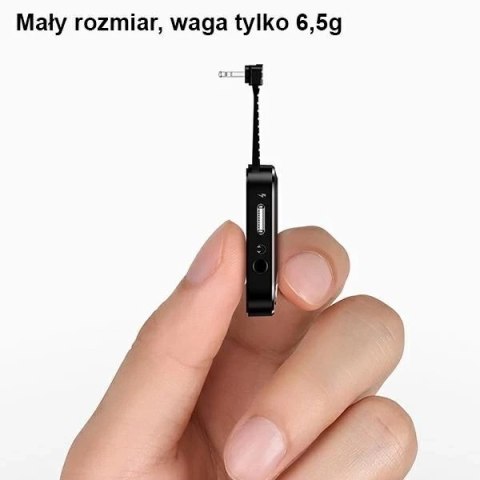 USAMS Adapter AU10 2w1 Lightning - 3,5mm + lightning LED czarny/black SJ358LN01 (US-SJ358)