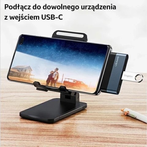 USAMS Adapter HUB USB 3.0/USB-C/HDMI 1.4 szary/grey SJ492HUB01 (US-SJ492)