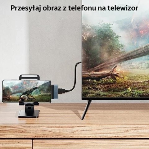 USAMS Adapter HUB USB 3.0/USB-C/HDMI 1.4 szary/grey SJ492HUB01 (US-SJ492)