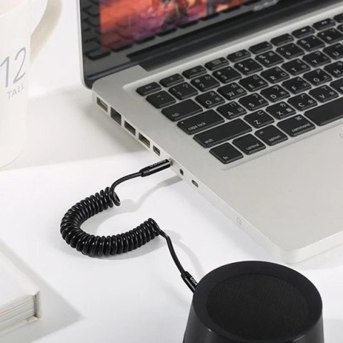 USAMS Adapter Spring audio jack 3,5mm -3,5mm 1,2m czarny/black SJ256YP01 (US-SJ256)