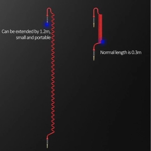 USAMS Adapter Spring audio jack 3,5mm -3,5mm 1,2m czerwony/red SJ256YP02 (US-SJ256)