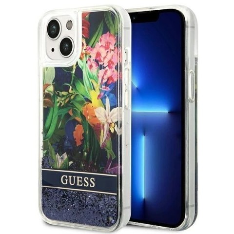 Etui Guess GUHCP14MLFLSB do Apple iPhone 14 Plus 6,7" niebieski/blue hardcase Flower Liquid Glitter