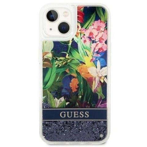 Etui Guess GUHCP14MLFLSB do Apple iPhone 14 Plus 6,7" niebieski/blue hardcase Flower Liquid Glitter