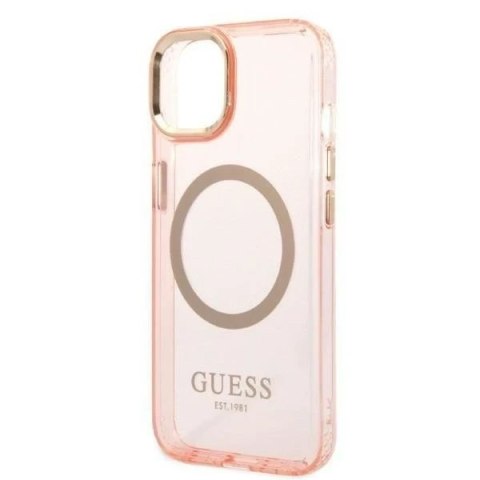 Etui Guess GUHMP14MHTCMP do Apple iPhone 14 Plus 6,7" różowy/pink hard case Gold Outline Translucent MagSafe